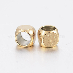 イオンプレーティング（IP）304ステンレスビーズ  キューブ  ゴールドカラー  2x2x2mm  穴：1.5mm&nbsp;X-STAS-F135-07G-2x2mm