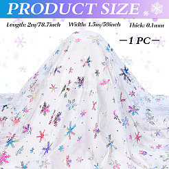 雪の結晶柄のポリエステルレース生地  衣料品用  ホワイト  1500mm&nbsp;DIY-WH0061-020C