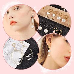 DIYビーズダングルピアス作成キット  ナチュラルシェル＆シェルパール＆パール＆プラスチックパールビーズを含む  304ステンレススチール＆真鍮スタッド＆フープピアス金具  ミックスカラー&nbsp;DIY-SZ0008-26