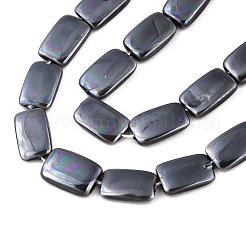 電気メッキ天然淡水シェルビーズ連売り  長方形  ブラック  15~16x10x3mm  穴：1mm  約26個/連  16.14インチ（41cm）&nbsp;SHEL-R049-027E