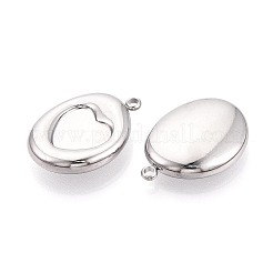 304ステンレススチールペンダントカボションセッティング  楕円形のチャーム  ステンレス鋼色  23x16x5mm  穴：1.7mm  トレイのサイズ：10x9.8mm&nbsp;STAS-T075-24P