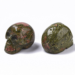 ハロウィンの天然宝石ビーズ  穴なし/ドリルなし  スカル  18~20x16.5~18x24~25mm&nbsp;G-R473-04