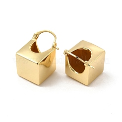 女性のための真鍮の厚い菱形のフープピアス  ゴールドカラー  22x18x14mm  ピン：16x0.5~1x0.5mm&nbsp;EJEW-E275-04G