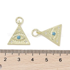 真鍮製マイクロパヴェキュービックジルコニアペンダント  カドミウムフリー＆ニッケルフリー＆鉛フリー  エナメルと丸カン付き  三角形のチャーム  18KGP本金メッキ  18.5x17x2mm  穴：4mm&nbsp;KK-L209-061G-01