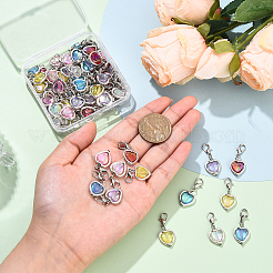 60個 6スタイルのハートアクリル&合金ペンダントデコレーション  合金製カニカン付き  ミックスカラー  30mm  10個/スタイル&nbsp;PALLOY-YW00090