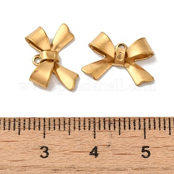 イオンプレーティング（IP）304ステンレスペンダント  ちょう結びチャーム  18KGP本金メッキ  10x15x4mm  穴：1mm&nbsp;STAS-Q323-01G
