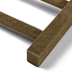 ベルベットのイヤリング ディスプレイ スタンドで覆われた 2 段の木材  イヤリング収納用のはしご型ジュエリーホルダー  砂茶色  29.5x6.9x23cm&nbsp;LS-NDIS-Q027-05A