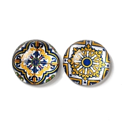 ガラスカボション  花柄のハーフラウンド/ドーム  ミックスカラー  14x5.5mm  20個/袋&nbsp;GLLA-Q087-02A