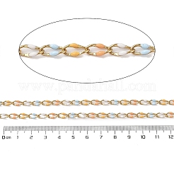 イオンプレーティング（IP）304ステンレススチールエナメルリンクチェーン  スプールで  ハンダ付け  ミックスカラー  9x3.8x2mm&nbsp;CHS-H027-01G-04