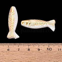 ABSプラスチックパール調ビーズ  ゴールドライン入り  魚  乳白色  35x12x6.5mm  穴：2mm  約877個/500g&nbsp;PL-N007-26