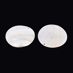 天然淡水シェルの大きなペンダント  ディスクチャーム  貝殻色  54.2~55x2~5mm  穴：2~2.5mm&nbsp;SHEL-T020-47B