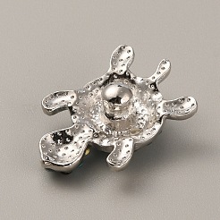 合金ラインストーンスナップボタン  アクセサリーのボタン  カメ  アクアマリン  29x19.5x10.5mm  ノブ：5mm&nbsp;LS-FIND-WH0111-246