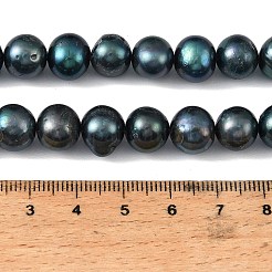 染色天然淡水パールビーズ連売り  ポテト  グレード3 A  ブラック  10~11mm  穴：0.6mm  約36~39個/連  13.19~14.17''（33.5~36センチメートル）&nbsp;PEAR-L034-18A