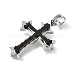 304ステンレスペンダント  クロスチャーム  ステンレス鋼色  36.5x26.5x3.5mm  穴：9x5mm&nbsp;SA-CBAC939-04P