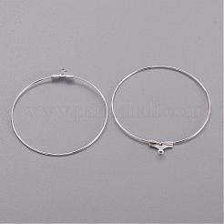 真鍮チャーム  フープピアスパーツ  カドミウムフリー＆ニッケルフリー＆鉛フリー  銀色のメッキ  40mm  穴：1mm&nbsp;EC222-01S-NR