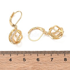 真鍮製マイクロパヴェクリアキュービックジルコニアフレンチフックピアス  オーバル  女性のためのぶら下がりイヤリング  18KGP本金メッキ  28x12x10mm&nbsp;KK-CBA4112-09G