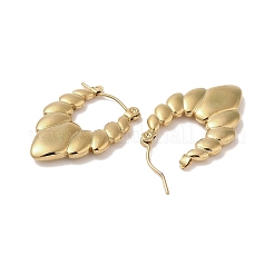 楕円形 201 ステンレススチール ハーフフープ イヤリング 女性用  304ステンレスピン付き  ゴールドカラー  26x3mm&nbsp;EJEW-G385-18G