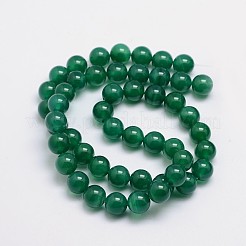 丸い天然グリーンオニキス瑪瑙ビーズ連売り  染め＆加熱  グリーン  8mm  穴：1mm  約49個/連  15.74インチ&nbsp;G-L419-82