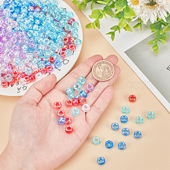 500個5色透明アクリルヨーロピアンビーズ  大穴ビーズ  ABカラー  ロンデル  ミックスカラー  9x6mm  穴：4mm  約100PCS /カラー&nbsp;TACR-AR0001-21