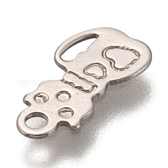 変色しない201ステンレススチールチャーム  レーザー切断  猫の形  ステンレス鋼色  12x6x0.5mm  穴：1.4mm&nbsp;STAS-I172-49P