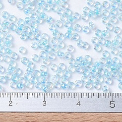 MIYUKIラウンドロカイユビーズ  日本製シードビーズ  11/0  (rr269) 氷河の青いラインのクリスタル ab  11/0  2x1.3mm  穴：0.8mm  約50000個/ポンド&nbsp;SEED-G007-RR0269