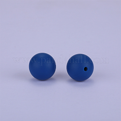丸いシリコン焦点ビーズ  ミッドナイトブルー  15mm  穴：2mm&nbsp;SI-JX0046A-95