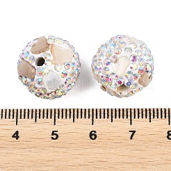 手作り樹脂粘土ラインストーンビーズ  染めシェル付き  ラウンド  パパイヤホイップ  16~16.5mm  穴：2.8mm&nbsp;CLAY-H009-03C