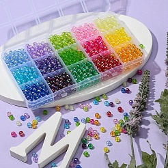 15色透明アクリルビーズ  ABカラーメッキ  ラウンド  ミックスカラー  6x5mm  穴：1.5~1.8mm  1200~1275個/箱&nbsp;DIY-YW0005-36