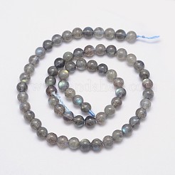 天然石ラブラドライトラウンドビーズ連売り  6mm  穴：1mm  約66個/連  15.5インチ&nbsp;LS-G-I156-06-6mm