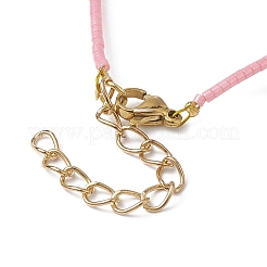 本物の 18k ゴールド メッキ 304 ステンレス スチール留め金付き、ナザールボンジュウランプワークとガラス シード ビーズのブレスレット  ピンク  6-3/4インチ（17.2cm）&nbsp;BJEW-JB09998-02