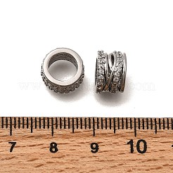 真鍮マイクロペーブクリアキュービックジルコニアヨーロッパビーズ  大穴ビーズ  コラム  プラチナ  7x10.5mm  穴：6.8mm&nbsp;KK-Z126-22P