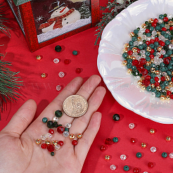 クリスマスビーズジュエリー作りキット  ガラスおよびCCBプラスチックビーズを含む  ミックスカラー  4~8x4~8mm  穴：1~2mm&nbsp;EGLA-SC0001-28