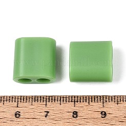 ABSプラスチックビーズ  正方形  2穴  5~6mmコードに適合  薄緑  15x15x8.5mm  穴：4.8mm&nbsp;OACR-N156-07H