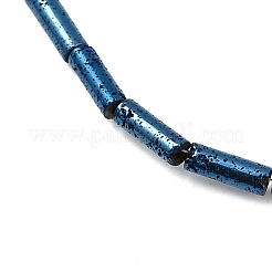 電気メッキされた天然溶岩岩ビーズ連売り  コラム  ブルーメッキ  9x3mm  穴：1mm  約43個/連  15.75''（40センチメートル）&nbsp;G-K388-03A-05