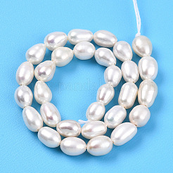 天然養殖淡水パールビーズ連売り  ライス  乳白色  5~8x4~5mm  穴：0.5mm  約28~31個/連  6.89~7.20''（17.5~18.3センチメートル）&nbsp;PEAR-N012-04T-01