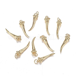 真鍮チャーム  丸カン付き  長持ちメッキ  豊饒の角  イタリアの角cornicello  18KGP本金メッキ  23x6mm  穴：3.5mm&nbsp;LS-ZIRC-F120-076G