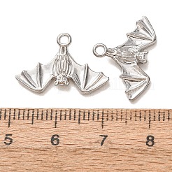 304ステンレスペンダント  コウモリのチャーム  長持ちメッキ  ステンレス鋼色  13.5x20x2.5mm  穴：1.6mm&nbsp;SA-CBA9EE2-14P
