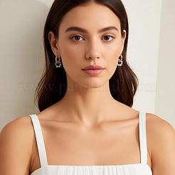 ボヘミアン風304ステンレススチール製フープピアス  ラウンド  女性用樹脂ビーズのぶら下がりピアス  18KGP本金メッキ  20x14mm&nbsp;IO7567-1