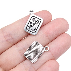 合金のチベット風チャーム  タロット模様の長方形  アンティークシルバー  18x14x1.5mm  穴：2mm&nbsp;TARO-PW0001-02AS