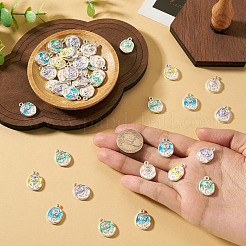 50本5色合金ペンダント  花のチャーム  エナメル  プラチナ  16.5x12x2mm  穴：1.4mm  10個/カラー&nbsp;ENAM-TA0003-93P