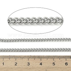 316Lサージカルステンレススチールカーブチェーン  溶接されていない  スプールで  プラチナ  4x3x0.8mm&nbsp;CHS-H115-02B-P