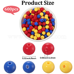 不透明なアクリルビーズ  ラウンド  カラフル  7~7.5x7.5~7.8x7.5~7.8mm  穴：1.6mm  600個/セット&nbsp;SACR-PA0001-04B-02