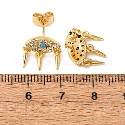 真鍮マイクロパヴェキュービックジルコニアアイスタッドピアス  16KGP本金メッキ  13.5x12mm&nbsp;EJEW-K267-14G