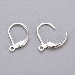 316l サージカルステンレススチール フレンチフックピアス金具  カン付き  925銀メッキ  15x10x2mm  穴：1.4mm&nbsp;STAS-E194-03S