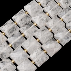 天然石クオーツクリスタルビーズ連売り  水晶  多面カット  正方形  シードビーズで  10.5x10.5x4.5~5.5mm  穴：1mm  約31個/連  14.76~15.16''（37.5~38.5センチメートル）&nbsp;G-F839-A31-01