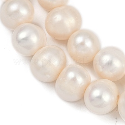 天然養殖淡水パールビーズ連売り  ポテト  グレード4 A  ホワイト  8~9mm  穴：0.7mm  約50~51個/連  34~34.8cm&nbsp;PEAR-I007-07J-03A