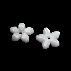 ナチュラルホワイトシェルビーズ  花  ホワイト  9x9.5x2mm  穴：1mm&nbsp;SH-CBA93AD-08