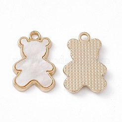 不透明樹脂ペンダント  クマのチャーム  ライトゴールドトーン合金のパーツと  ミックスカラー  20.5x14x2.5mm  穴：2mm&nbsp;PALLOY-P287-07LG