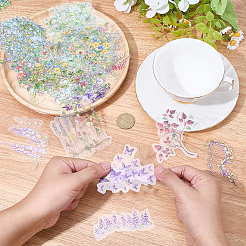 120個 6スタイルの花のペットの装飾ステッカー  DIYスクラップブッキング用  ミックスカラー  36~105x29~84x0.1mm  20個/スタイル&nbsp;DIY-SP0006-78