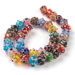 手作りのでこぼこランプワークビーズ  目  カラフル  12.5~14x12.5~14mm  穴：1.8mm  約40個/連  14.96インチ（38cm）&nbsp;LAMP-J092-08
